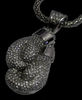 Iced out 3D BOXING GLOVES pendant & hiphop bling chain