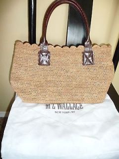 MZ Wallace NWOT large raffia tote w leather straps attached ikat