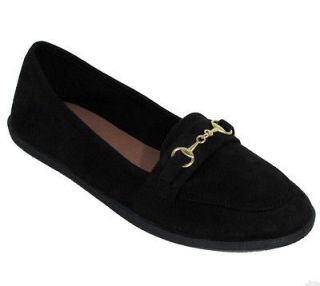 NEW BLACK GOLD ACCENT BALLET FLAT SLIP ON MOCCASIN LOAFER WOMENS SHOES