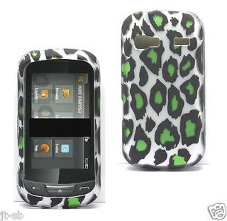 Green Leopard Hard Case Rubber Feel Skin For LG Expression C395C