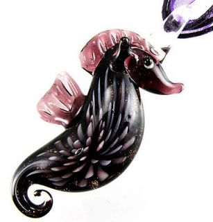 Night meteor shower design Sea Horse Murano Art Lampwork Glass Pendant