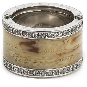 Michael Kors Horn Design Barrel Ring with Pave Detail Size 6