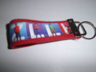 Wristlet Key Fob MINI, One Direction ribbon, on Red