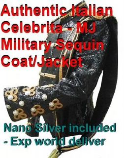Celebrita Italy Military Style   MJ K Black Sequin Jacket with