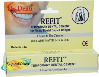 Dr Denti Refit Dental Cement Caps Crowns Bridges Inlays