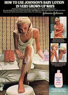 Model in Slip Shaving JOHNSON & JOHNSON BABY LOTION Claw Foot Tub 1977