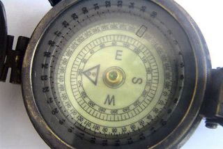 ANTIQUED HEAVY BRASS PRISMATIC MINERS MILITARY STYLE BRASS COMPASS