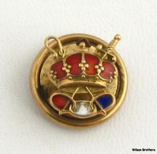 ODD FELLOWS   Vintage 14k Yellow Gold fraternal Crown & 3 Rings Crest