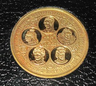 1975 CAYMAN ISLANDS 100 DOLLARS GOLD 6 QUEENS LARGE COIN