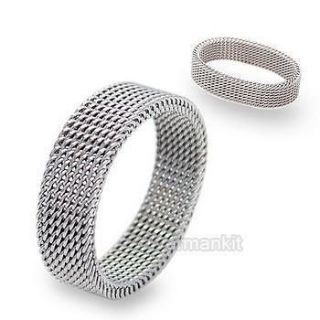 Mens Womens Silver Elegant 316L Stainless Steel Mess Ring Size 7,8,9