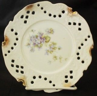 Victoria Carlsbad Austria Porcelain Plate Violets VTG