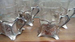 ORIGINAL WMF ART NOUVEAU  CUP HOLDERS & GLASSES  CIRCA 1900 20