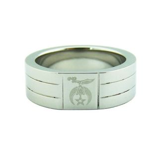 Shrine Stainless Steel Ring with Ridges, Size 10.5, Style R6 2