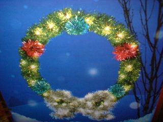 LARGE CHRISTMAS TINSEL WREATH 35 CLEAR LIGHTS INDOOR/OUTDOOR NEW IN