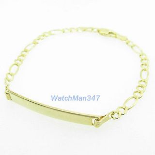Mens 10K Solid Yellow Gold figaro link id bracelet