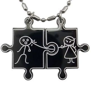 Pair Husband Wife Love Puzzle Jigsaw Stainless Steel Pendants