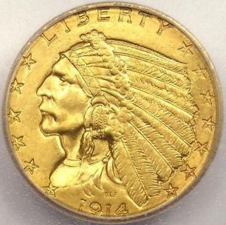 1914 D Indian Gold Quarter Eagle $2.50   ICG MS63   Rare