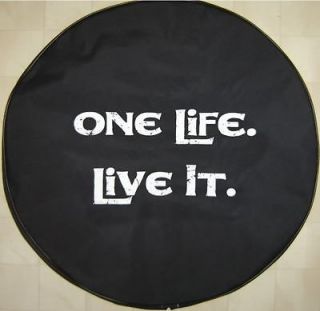 SpareCover® Brawny Series   One Life Live It on 32 Black Denim Tire