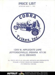 1985 Cobra Trike 3 Wheel Motorcycle Brochure 22344 BCJNIZ