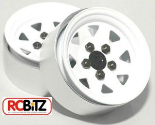 scale Steel Stamped Beadlock Wheels WHITE Pin Mount realistic