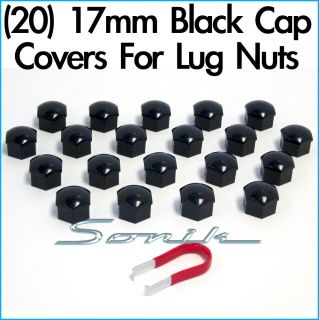 20) Black Cap Covers for Wheel Lug Nut Bolt 17mm Hex