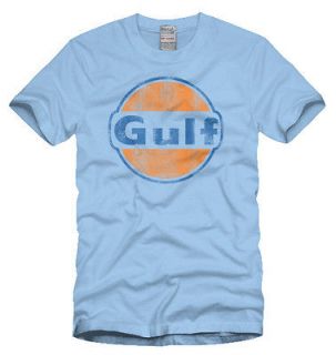 GULF Vintage Logo T Shirt Distressed Style Auto Racing Motor Oil Shirt