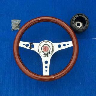 13 Inch Mgb Wooden Steering Wheel Chrome Center h