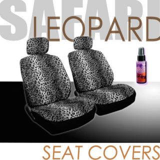 Snow Leopard Animal Print Car Seat Covers Wheel Cover Set with Gift