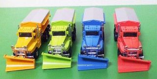 Lot of 4 Snow Plow Salt Diecast Model Trucks 6 Green Orange Blue
