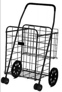 Shopping Cart in Blue Swivel Wheels & Extra Basket Laundry Grocery