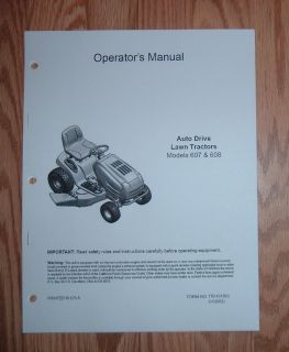 MTD 607 & 608 AUTO DRIVE LAWN TRACTOR OWNERS MANUAL W/ ILLUSTRATED