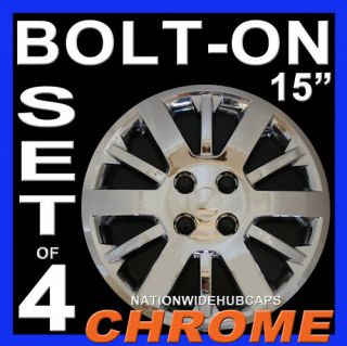 15 Chevy 4 Lug Bolton Chrome Hub Caps Wheel Rim Covers Steel Wheels