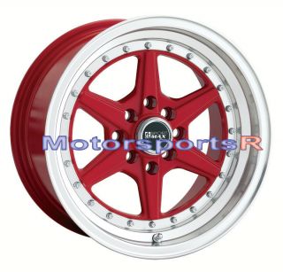 15 15x8 XXR 501 RED Rims Wheels Deep Dish Lip 4x100 Stance 92 02 Honda