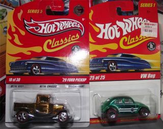 Hot Wheels Classics Series CHASE 29 Ford Pickup (gold) Green VW bug