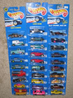 Hot Wheels Blue Cards Lot of 29 Very Cool Assortment