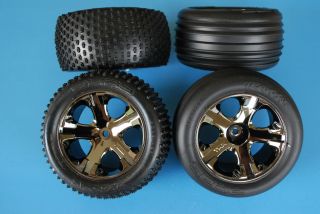 Rustler VXL Front & Rear Tire and Wheel Set 1/10 xl 5 Alias Rims 1/10