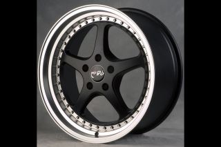Staggered Wheels 5x120 Black w Polish Lip Rims Set BMW E39 E60