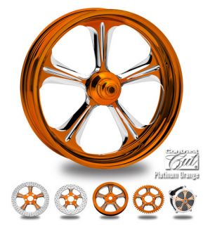 Custom Color Rims 21 Wheel Package for Harley Orange Platinum