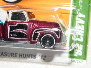 2012 Hotwheels Treasure Hunt 52 Chevy Truck 1952 8 15