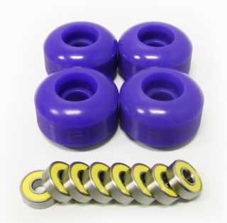 Blank Skateboard Wheels with ABEC 9 Bearings 52mm Purple