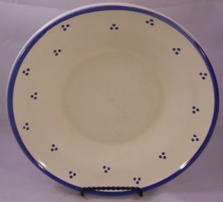 Williams Sonoma Cream w/ Blue Rim & Blue Dots Soup Bowl or Salad Plate