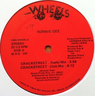 Crack Street RARE 1986 Wheels Recs Electro Hip Hop 12