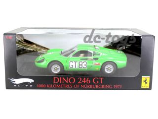 Hot Wheels Elite Ferrari Dino 246 GT 246GT 1000 Kil 83 1 18 Green