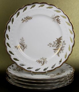 5pcs Antique Luncheon Plates Pierced Rim Gold Floral M Redon Limoges