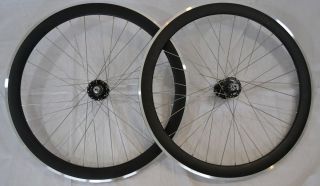 Matt Black 50 mm deep V bike wheels wheelset fixed flip flop hub FREE