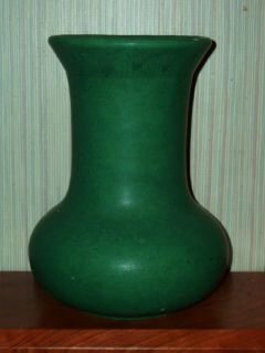 Vintage Zanesville Stoneware Matte Green Pottery Vase 105