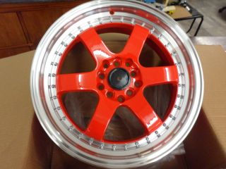 17 Red Orange FM510 Rims 5x114 3 5x100 Wheels Honda Toyota Nissan