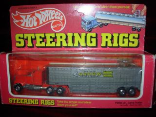 Hotwheels Steering Rigs / Truck Co White Cattle trlr (Rare RED Box