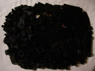 600 Lego Black Bricks Base Plates Wheels Parts Bulk Brick Lot