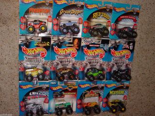 Hot Wheels OLD 2000 2001 MONSTER JAMS 4x4 TRUCK COLLECTION LOT of 12